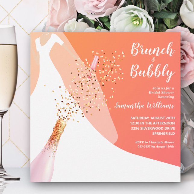 Invitación Ducha de novias de Brunch y bubbly Naranja Bridal (Subido por el creador)