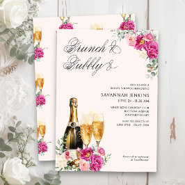 Invitación Ducha de novias de brunch y bubbly Pink Champagne
