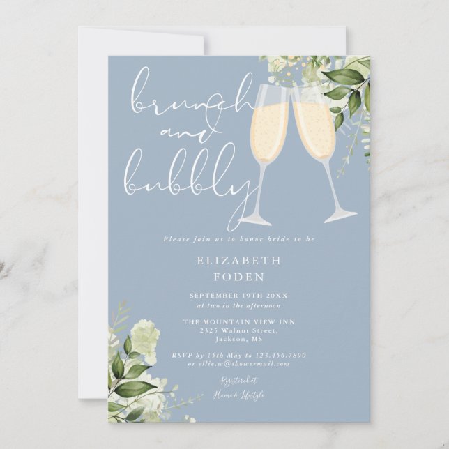 Invitación Ducha De Novias De Brunch Y De Verdor Asombroso (Anverso)