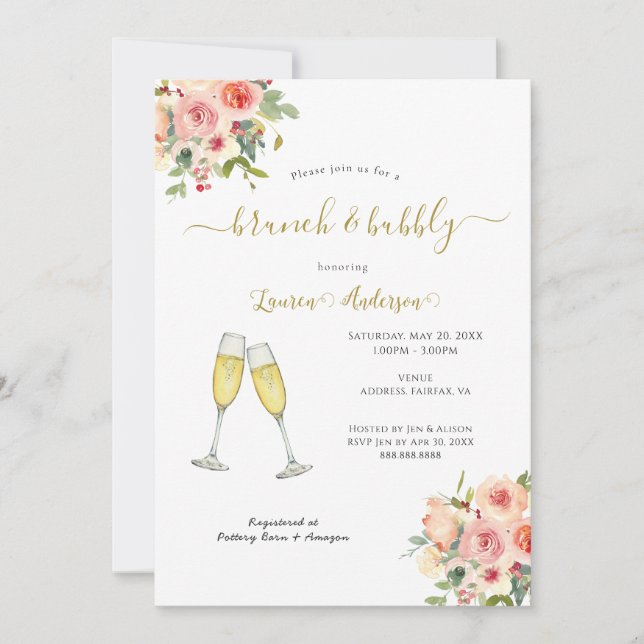 Invitación Ducha De Novias De Brunéi Y Flor Buble (Anverso)