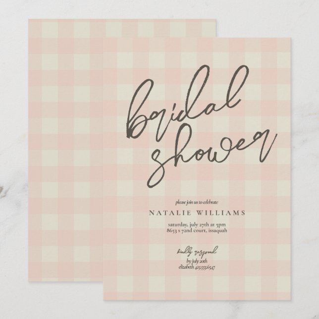Invitación Ducha de novias de Buffalo Plaid (Anverso / Reverso)