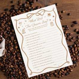 Invitación Ducha de novias de café ¿Qué dijo el novio?