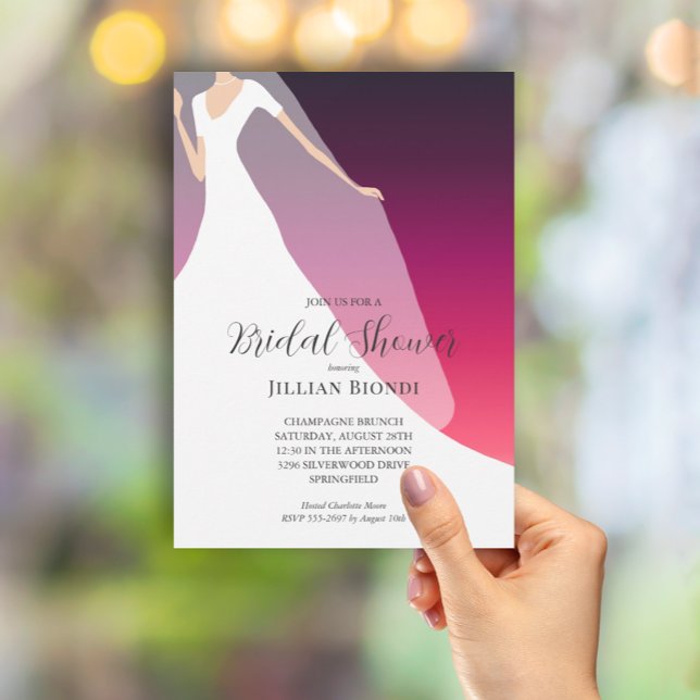 Invitación Ducha de novias de cerezo con bata y velo (Subido por el creador)