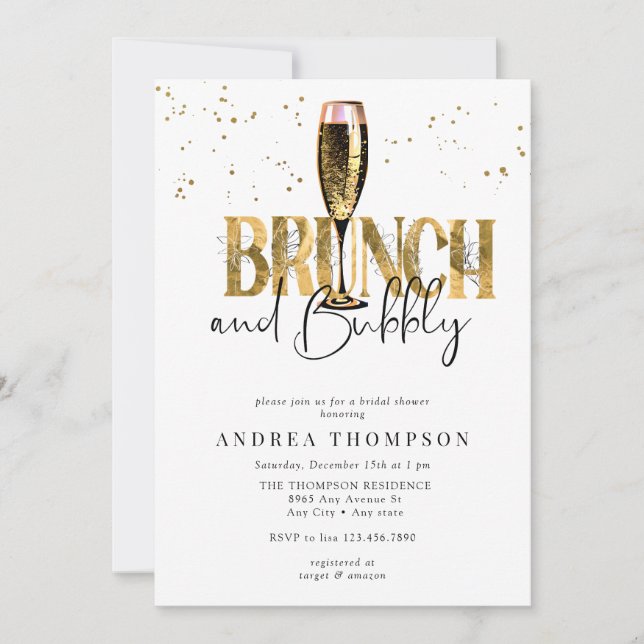 Invitación Ducha de novias de Champagne (Anverso)