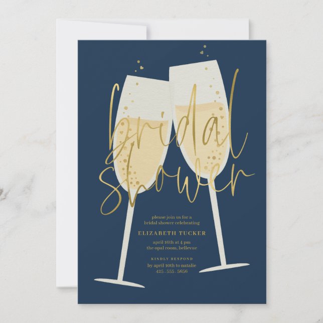 Invitación Ducha de novias de Champagne (Anverso)