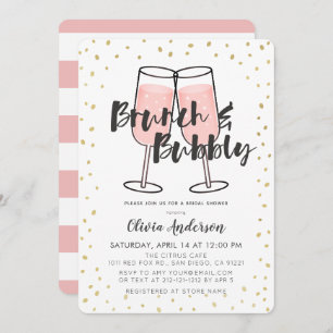 Invitación Ducha de novias de champán rosa de brunch y bubbly