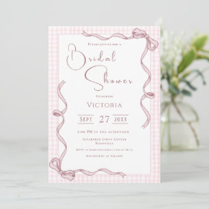Invitación Ducha de novias de cinta rosa vintage