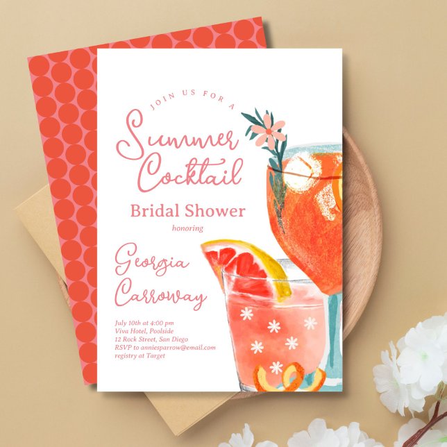 Invitación Ducha de novias de cóctel de verano (Subido por el creador)