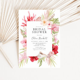 Invitación Ducha de novias de concha rosada de caparazón trop