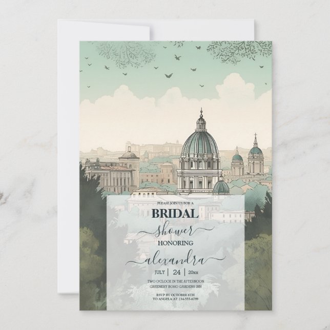 Invitación Ducha de novias de destino de Roma en Italia (Anverso)