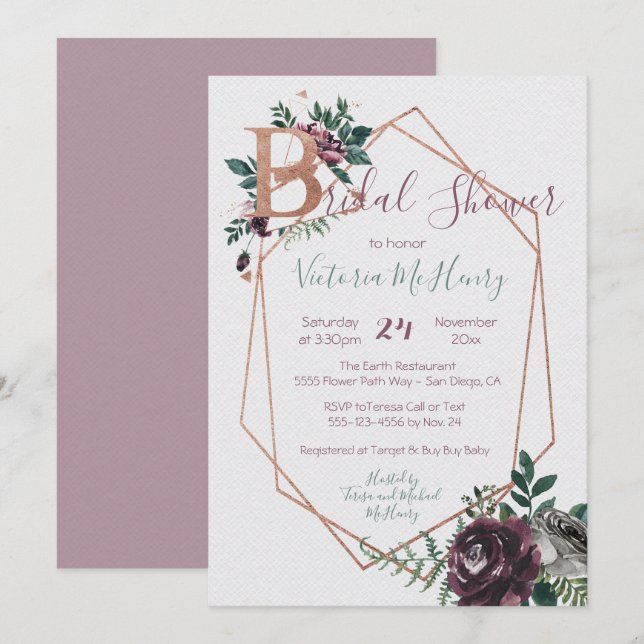 Invitación Ducha de novias de Diamante Geometría (Anverso / Reverso)