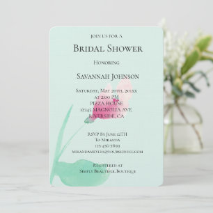 Invitación Ducha de novias de flor rosa suave