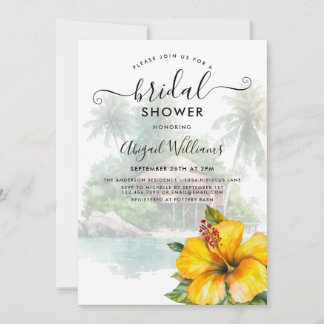 Invitación Ducha de novias de flores amarillas tropicales hib
