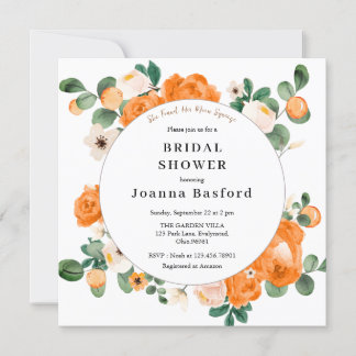 Invitación Ducha de novias de flores blancas de clementina y