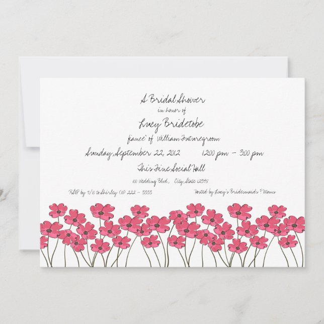 Invitación Ducha de novias de flores frescas (Anverso)