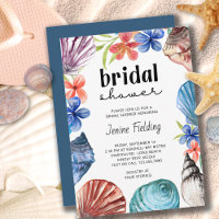 Ducha de novias de flores tropicales y de conchas 