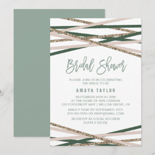 Invitación Ducha de novias de Green y Rubor Streamers