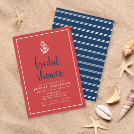 Invitación Ducha de novias de guion rojo y azul