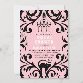 Invitación Ducha de novias de Halloween con vidrio de Damask 
