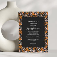 Ducha de novias de Halloween floral negra y Naranj
