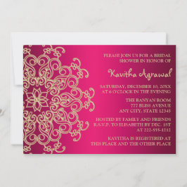 Invitación Ducha de novias de inspiración india, rosada y dor