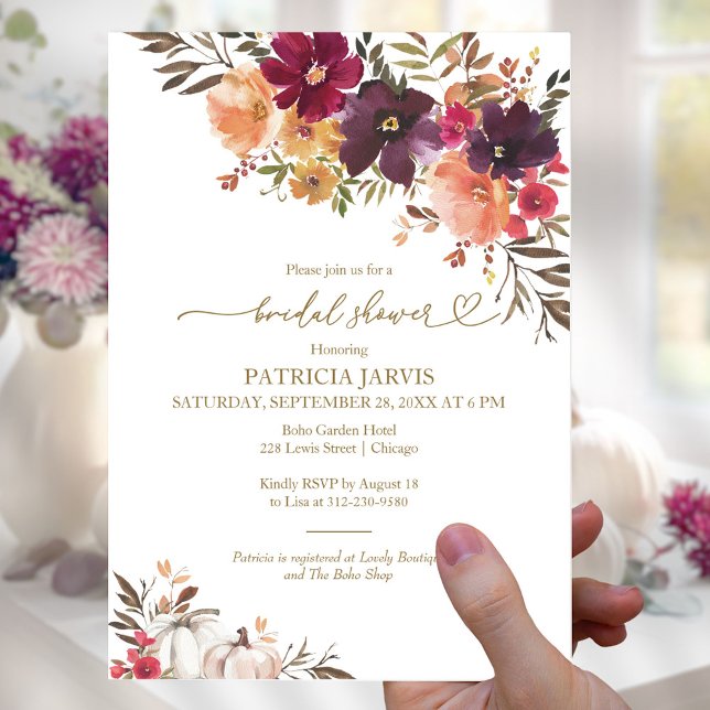 Invitación Ducha de novias de la caída de calabaza (Subido por el creador)