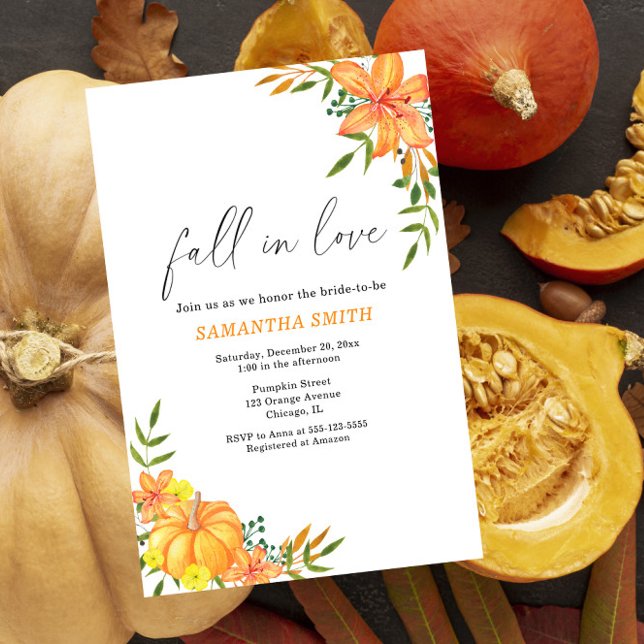Invitación Ducha de novias de la caída de calabaza (Subido por el creador)
