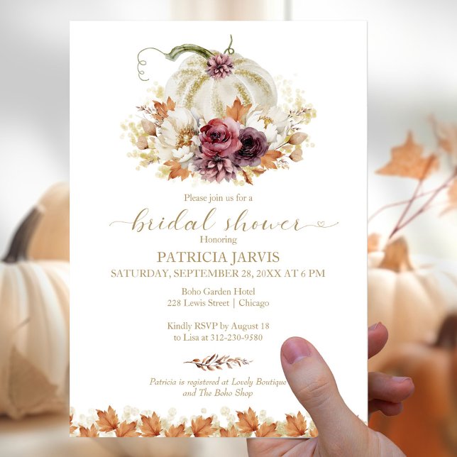 Invitación Ducha de novias de la caída de calabaza (Subido por el creador)