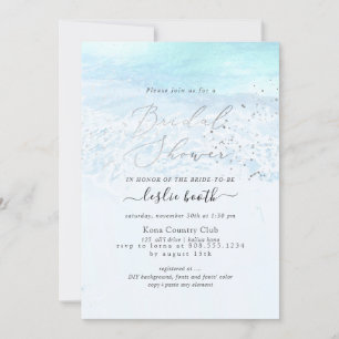 Invitación Ducha de novias de la línea azul cristalino de Pix