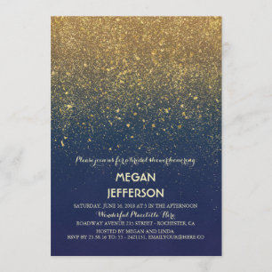 Invitación Ducha de novias de la Marina y el Purpurina de oro