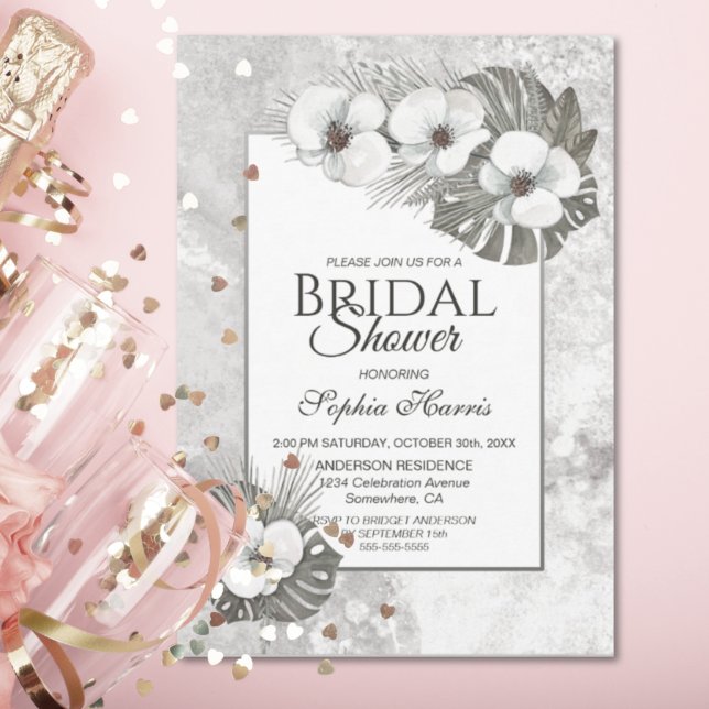 Invitación Ducha de novias de las orquídeas blancas tropicale (Subido por el creador)