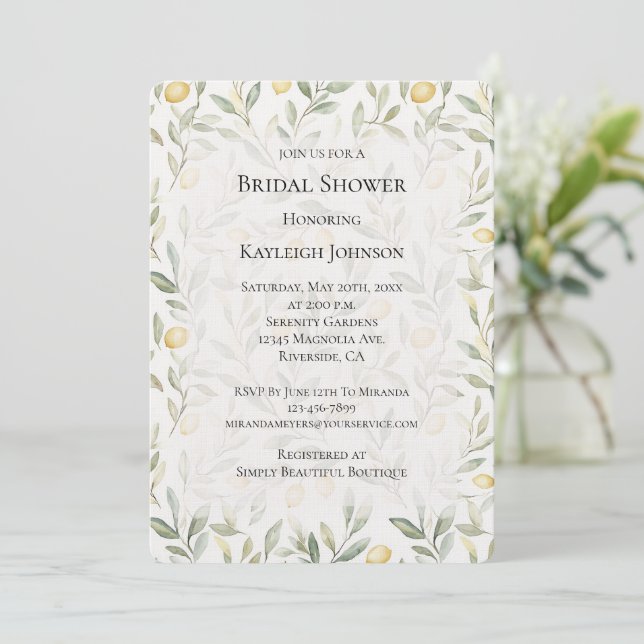 Invitación Ducha de novias de Lemones Amarillos Frescos (Anverso de pie)