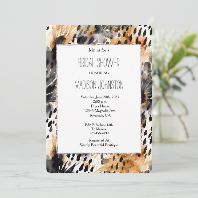Invitación Ducha de novias de leopardo de los animales de los (Anverso de pie)