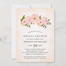 Invitación Ducha de novias de los peones rosados de Rubor