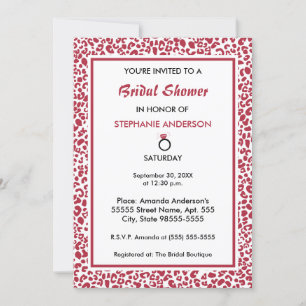 Invitación Ducha de novias de moda en Leopardo rojo y blanco
