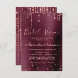 Invitación Ducha de novias de oro de Borgoña y Rosa