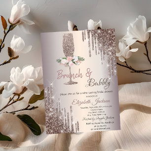 Invitación Ducha de novias de oro de Rosa Bubbly y Brunch