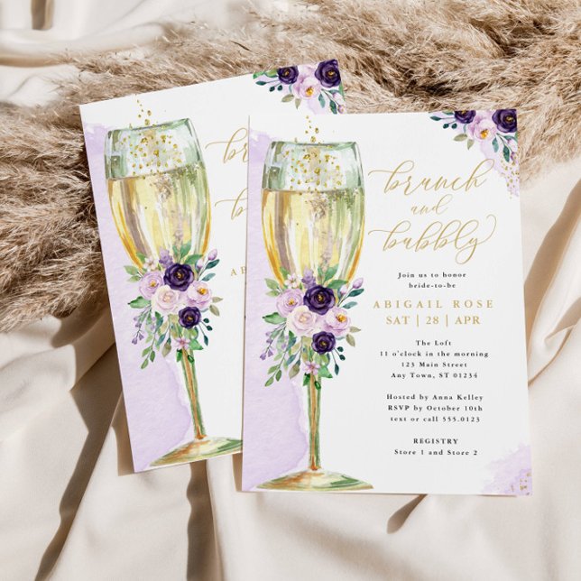 Invitación Ducha de novias de oro morado y brunch (Subido por el creador)