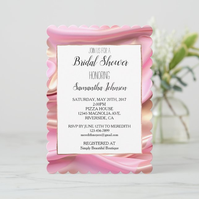 Invitación Ducha de novias de oro rosado (Anverso de pie)