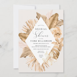 Invitación Ducha De Novias De Pampas Secas De Hoja De Oro