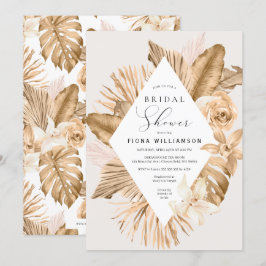 Invitación Ducha De Novias De Pampas Secas De Hoja De Oro