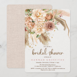 Invitación Ducha de novias de pasto y rosas de boho