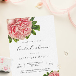Invitación Ducha de novias de peones rosados de época