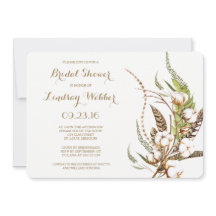 Ducha de novias de plumas de algodón rústico