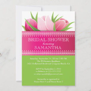 Invitación Ducha de novias de primavera de tulipanes rosados 