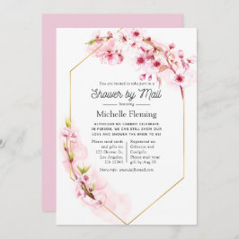 Invitación Ducha de novias de primavera floral rosa geométric