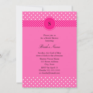 Invitación Ducha de novias de Punto de Polka Blanco y Rosa Ca