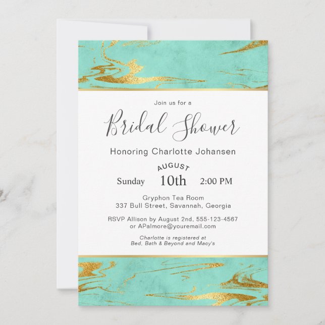 Invitación Ducha de novias de Relieve metalizado de imitación (Anverso)