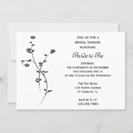 Invitación Ducha de novias de rosas blancas y negras