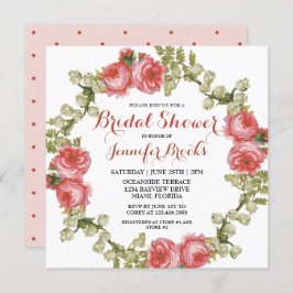 Invitación Ducha de Novias de Rosas Rojas Clásicas